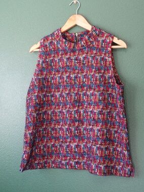Akemi + Kin Anthropologie Sleeveless Mock Neck Top Size L  Multicolor Knit Boho